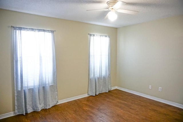 8470 Desert Oak Ct, Mobile, AL 36695 - unfurnished room with wood finished floors, ceiling fan, a textured ceiling, and baseboards