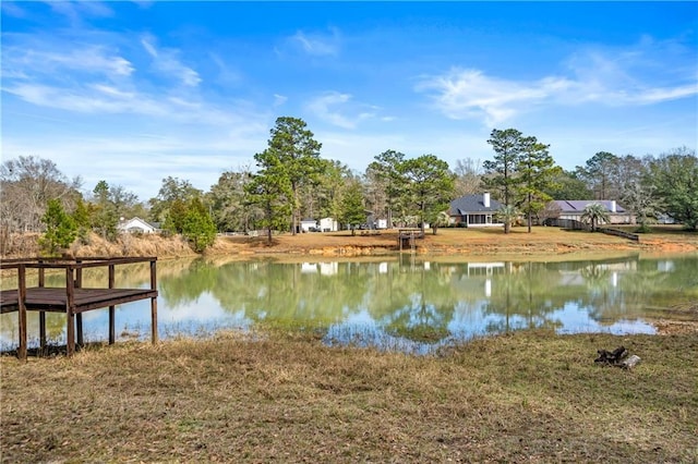 dock area featuring a water view