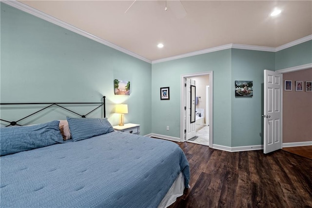 9791 Aspen Cir, Daphne, AL 36527 - bedroom with wood finished floors, ornamental molding, and recessed lighting