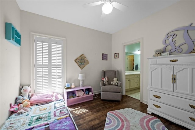 9791 Aspen Cir, Daphne, AL 36527 - bedroom with wood finished floors, ensuite bathroom, and ceiling fan
