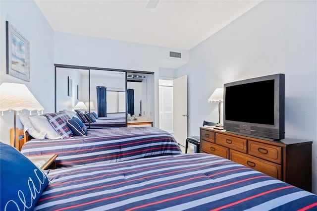 bedroom with a closet and ceiling fan