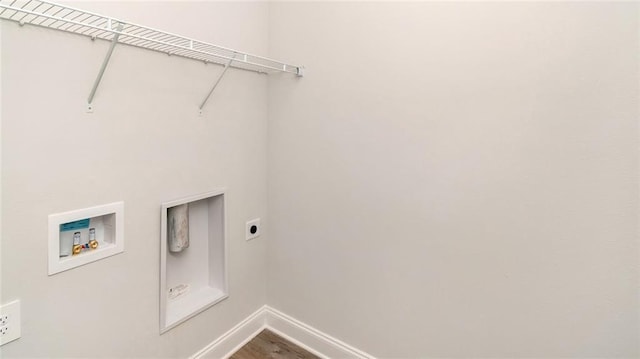 9836 Nadine Ln S, Mobile, AL 36695 - laundry area with hookup for a washing machine, hookup for an electric dryer, and wood finished floors