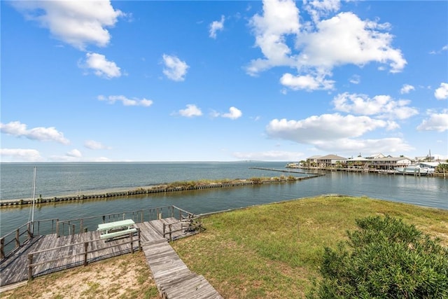 property view of water with a boat dock