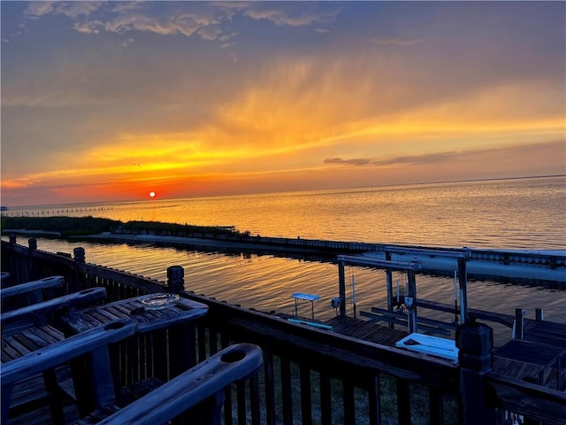 property view of water featuring a dock