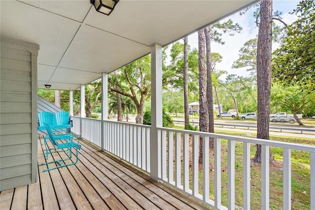 deck featuring a porch