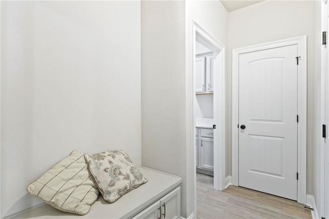 mudroom featuring light hardwood / wood-style flooring