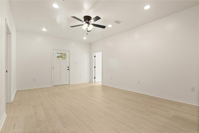 755 Cadillac Ave, Dauphin Island, AL 36528 - unfurnished room with ceiling fan, light wood-style floors, and recessed lighting