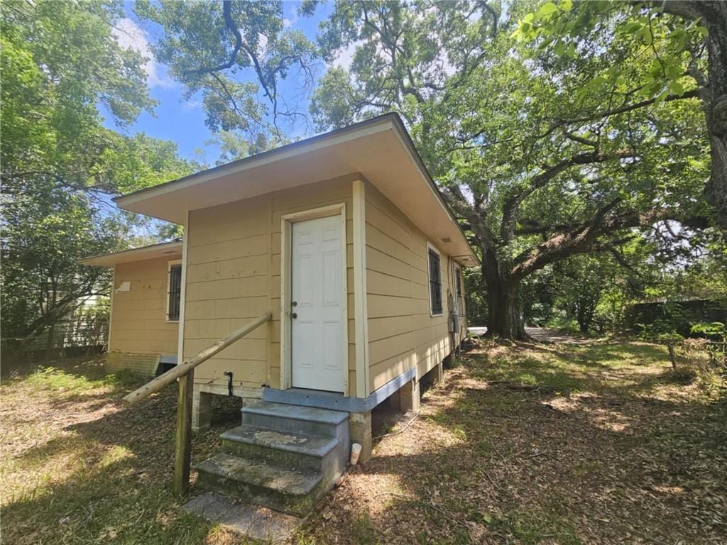 view of outdoor structure featuring entry steps