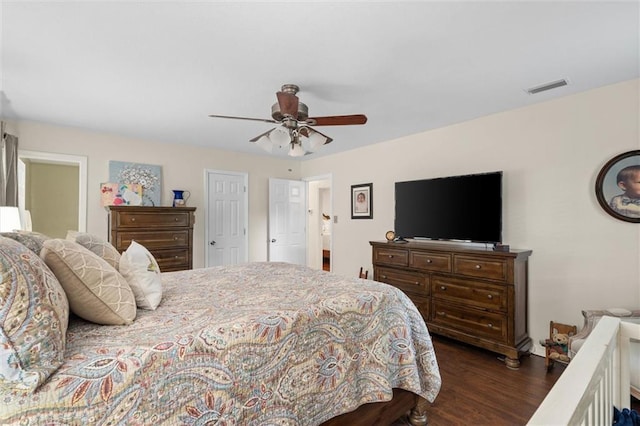 12850 Saeger Rd, Grand Bay, AL 36541 - bedroom featuring dark wood-style floors and a ceiling fan