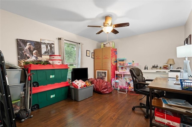 12850 Saeger Rd, Grand Bay, AL 36541 - office featuring a ceiling fan and wood finished floors