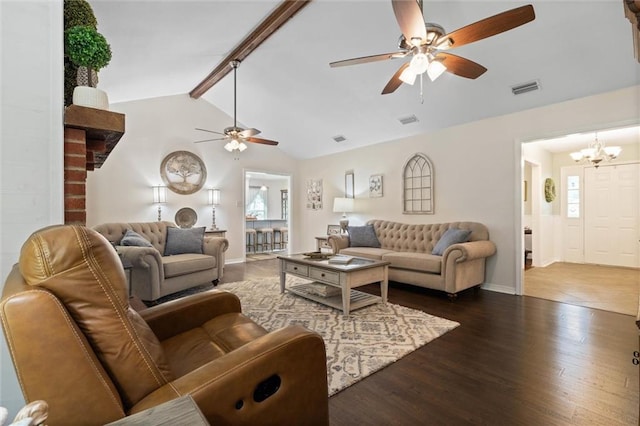 12850 Saeger Rd, Grand Bay, AL 36541 - living area with ceiling fan, wood finished floors, and a chandelier