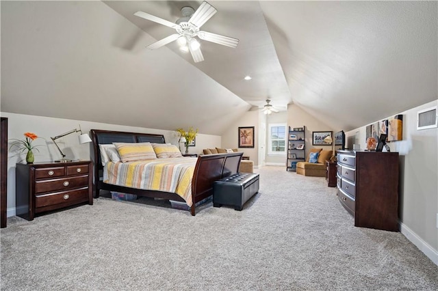 2217 Shandwick Dr, Mobile, AL 36695 - carpeted bedroom with lofted ceiling, baseboards, and a ceiling fan
