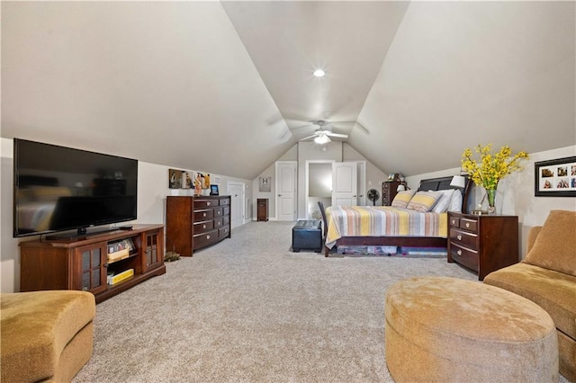 2217 Shandwick Dr, Mobile, AL 36695 - bedroom with carpet flooring, lofted ceiling, and ceiling fan