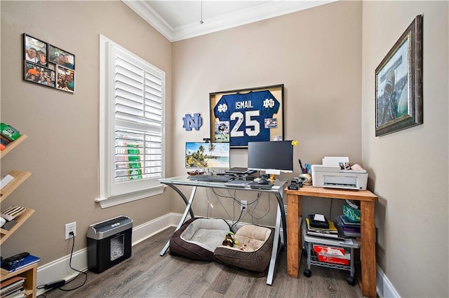 2217 Shandwick Dr, Mobile, AL 36695 - office space with ornamental molding, wood finished floors, and baseboards