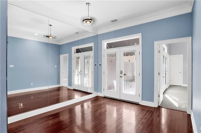 101 Fairhope Ct N Unit 16, Fairhope, AL 36532 - spare room with french doors, wood finished floors, crown molding, and baseboards