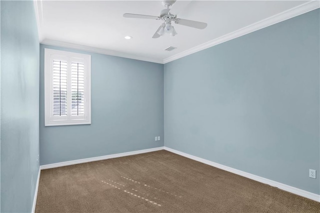 101 Fairhope Ct N Unit 16, Fairhope, AL 36532 - carpeted spare room with ornamental molding, baseboards, a ceiling fan, and recessed lighting