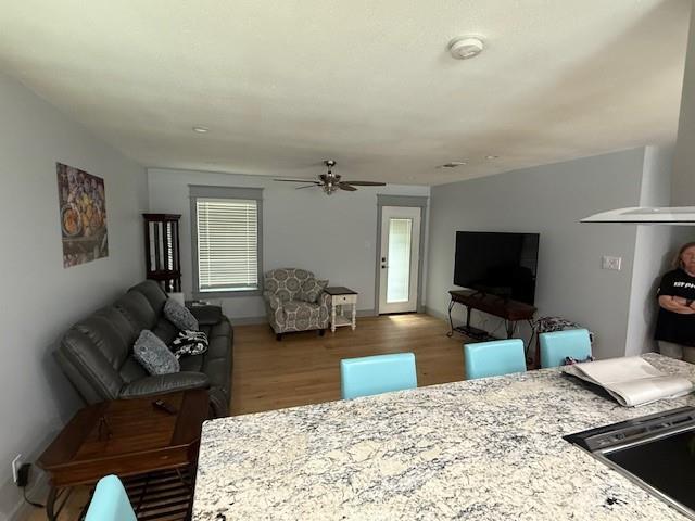 1071 Coke Ct, Mobile, AL 36695 - living area featuring wood finished floors and a ceiling fan