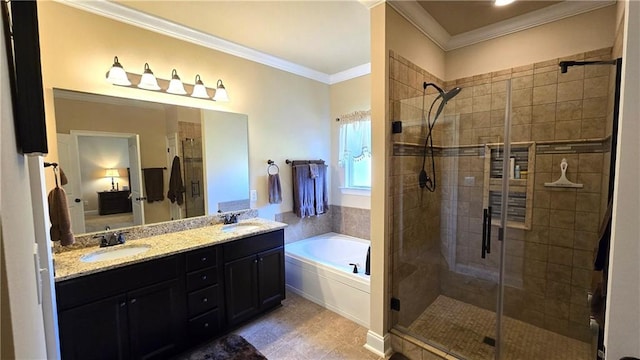 1109 Orlando Dr, Foley, AL 36535 - full bath with a shower stall, a bath, ornamental molding, double vanity, and tile patterned floors