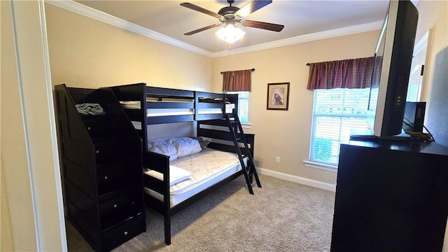 1109 Orlando Dr, Foley, AL 36535 - carpeted bedroom featuring ornamental molding, baseboards, and ceiling fan