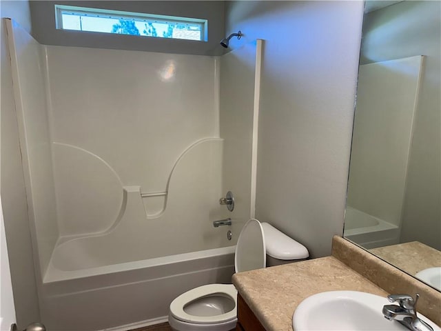 full bathroom with vanity, toilet, and shower / bath combination