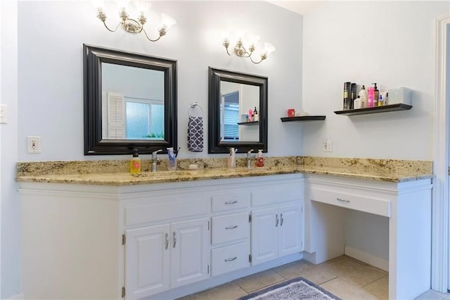 bathroom with vanity and tile patterned floors