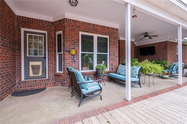 view of patio / terrace with ceiling fan