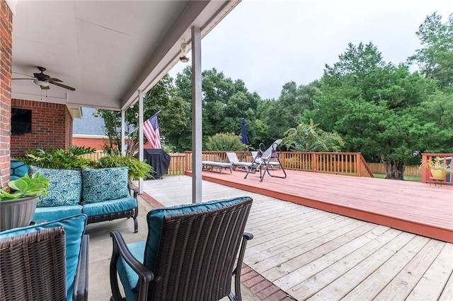 deck featuring ceiling fan