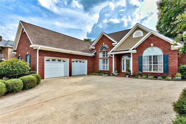 front of property with a garage