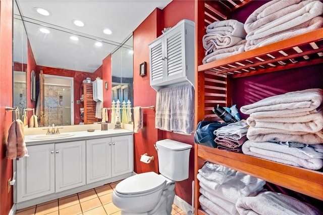 51 Jackson St N Unit A, Mobile, AL 36602 - full bath with vanity, tile patterned floors, recessed lighting, and a shower stall