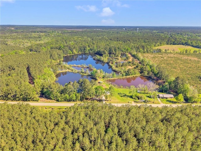 950 Red Fox Rd W, Mount Vernon, AL 36560 - birds eye view of property featuring a view of trees and a water view