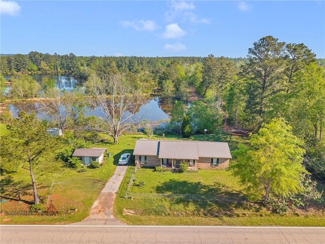 950 Red Fox Rd W, Mount Vernon, AL 36560 - aerial view featuring a view of trees and a water view