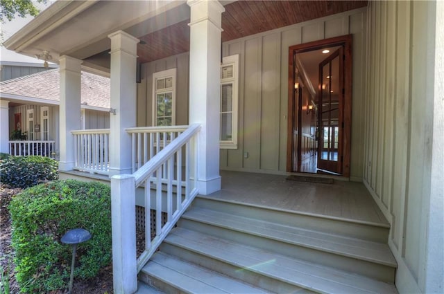 property entrance featuring covered porch