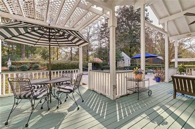 wooden terrace featuring a pergola