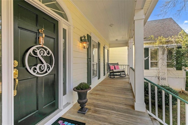 wooden deck with covered porch