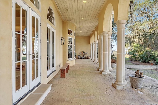 view of patio / terrace featuring french doors