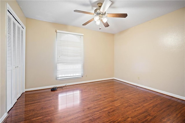 7183 Pine Barren Ct, Mobile, AL 36695 - unfurnished bedroom with wood finished floors, a closet, and ceiling fan