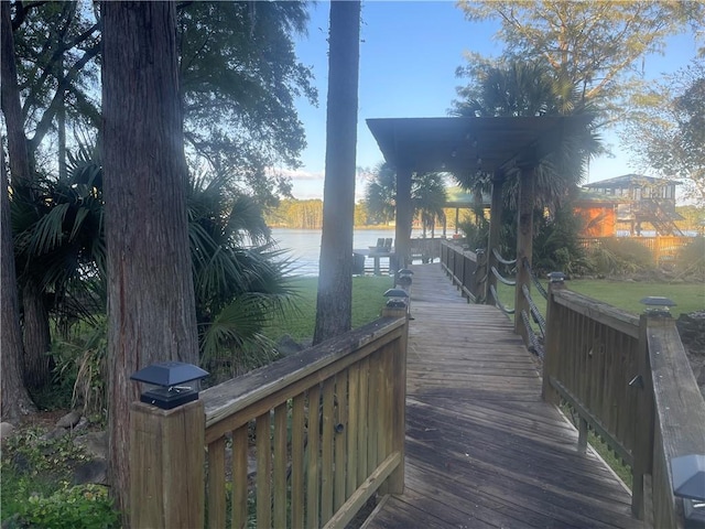 view of dock featuring a water view