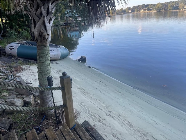 view of dock featuring a water view