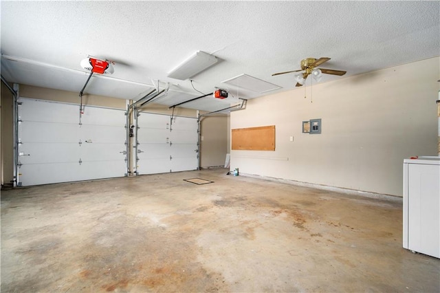 4205 Chesterfield Dr N, Mobile, AL 36618 - garage with a garage door opener, a ceiling fan, and electric panel