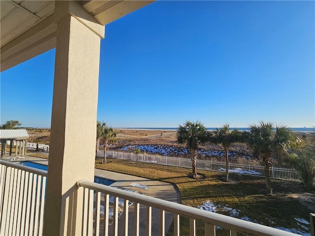 balcony with a water view