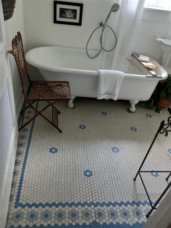 bathroom featuring tile floors