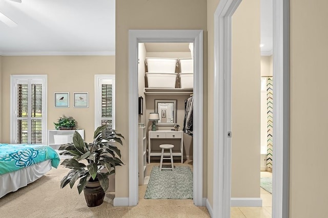 interior space featuring crown molding