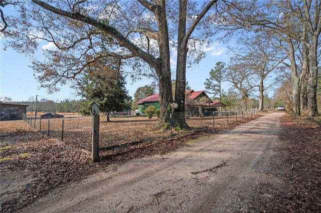 view of street with a rural view