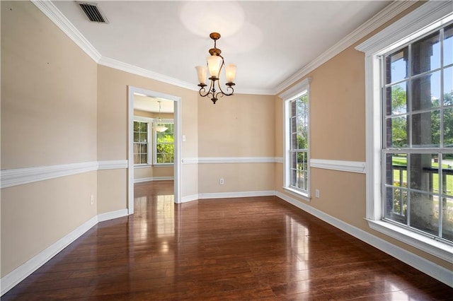 9996 Wedgefield Ct, Mobile, AL 36608 - unfurnished room with a chandelier, hardwood / wood-style floors, and crown molding