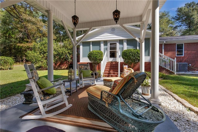 view of patio / terrace with central AC unit