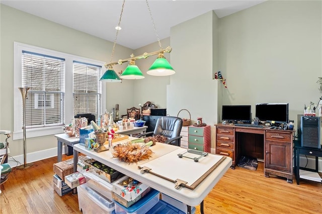 office space featuring light hardwood / wood-style flooring