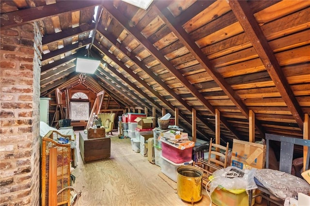 view of unfinished attic