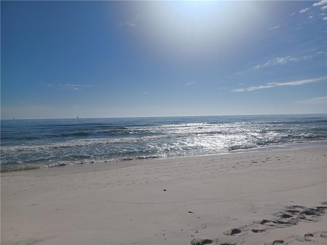 property view of water with a beach view