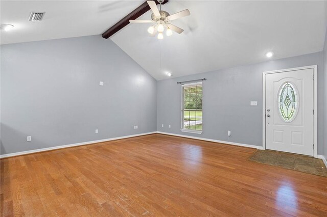 405 Baker Rd, Satsuma, AL 36572 - entrance foyer with a ceiling fan, wood finished floors, and baseboards