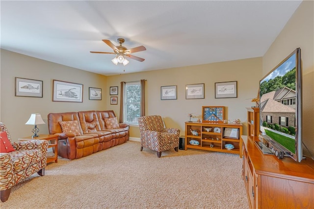 10808 Legacy Ln, Mobile, AL 36608 - carpeted living room with a ceiling fan